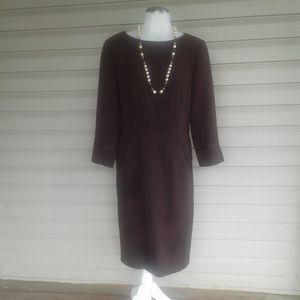 Anne Klein Brown Crepe Dress w/Stitching Detail Sz 14